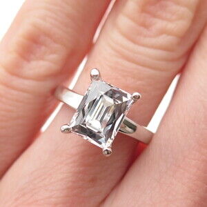 TYCOON 925 Sterling Silver C Z Engagement Ring Size 5.25